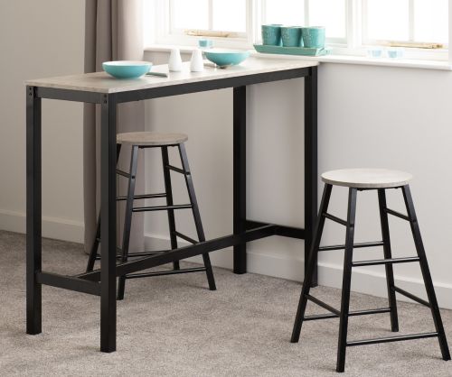 Seconique Furniture Athens Concrete Effect And Black Breakfast Bar Set  
