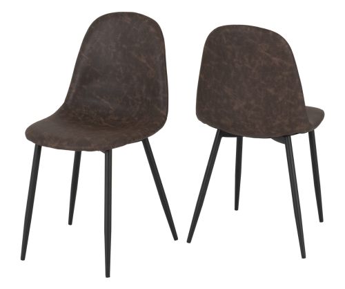 Seconique Furniture Athens Brown Faux Leather Dining chair in pair 
