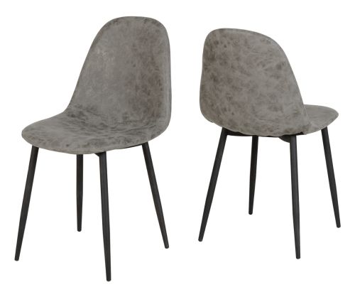 Seconique Furniture Athens Grey Faux Leather Dining Chair In Pair