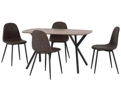 Seconique Furniture Athens Medium Oak Effect black and brown Faux Leather Rectangular Dining Set 