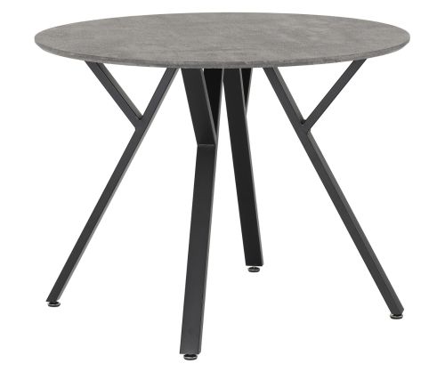 Seconique Furniture Athens Concrete Effect And Black Round Dining Table 