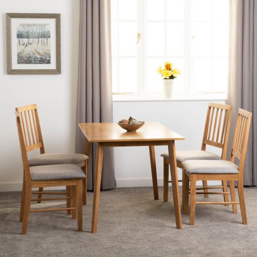 Seconique Furniture Austin Oak Effect And Grey Fabric Dining Set
