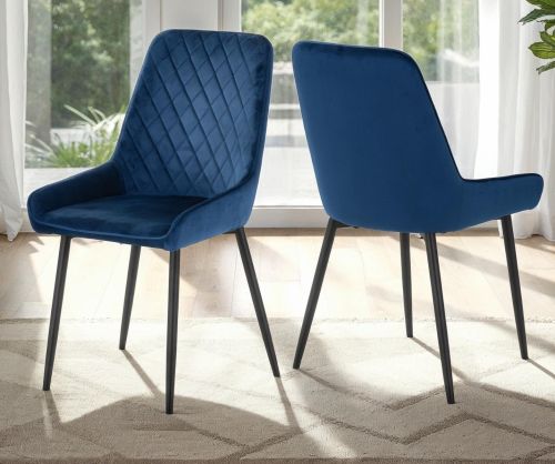  Seconique Furniture Avery Sapphire Blue Velvet Dining Chair In Pair