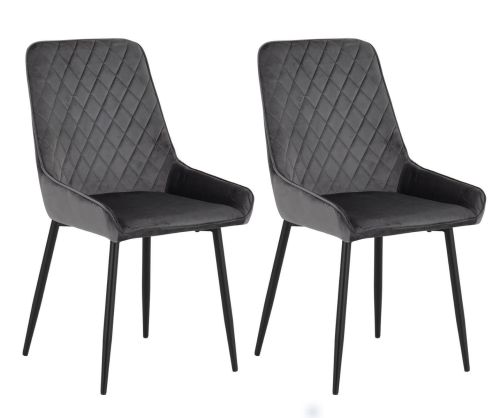 Seconique Furniture Avery Grey Velvet Chair in Pair
