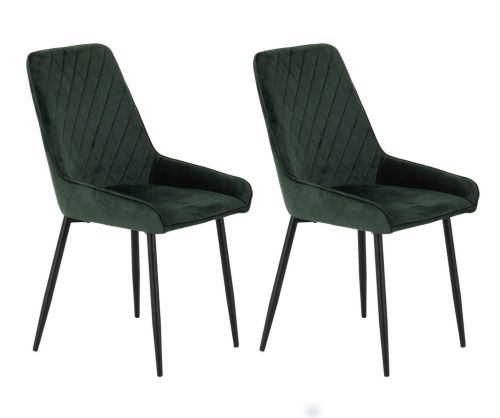 Seconique Furniture Avery Emerald Green Velvet Chair in Pair
