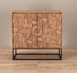 Furniture Link Axis Natural Acacia Wood 2 Doors Drinks Cabinet