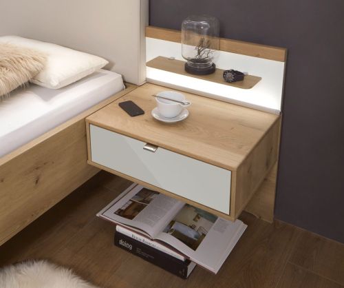 Wiemann Bari Champagne Glass 1 Drawer Bedside Cabinet