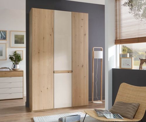 Wiemann Bari Wooden and Champagne Glass 3 Door Hinged Wardrobe