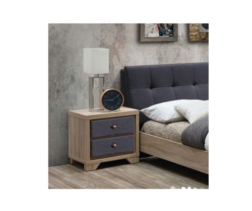 Artisan Grey Fabric and Beech Wood Nightstand