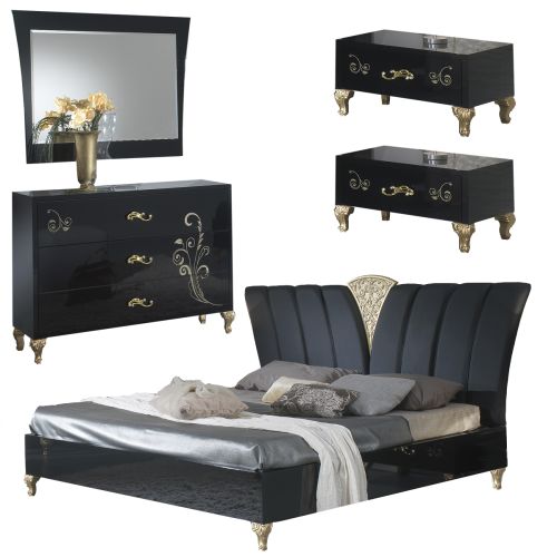 Ben Company Sofia Black and Gold Italian Bedroom Set