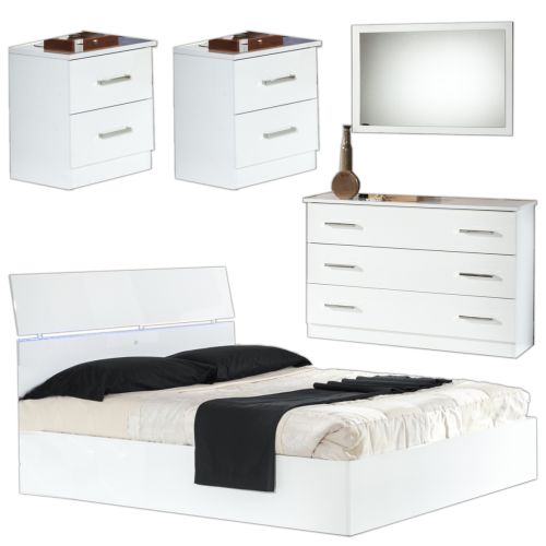 Ben Company Simona White Finish Italian Bedroom Set