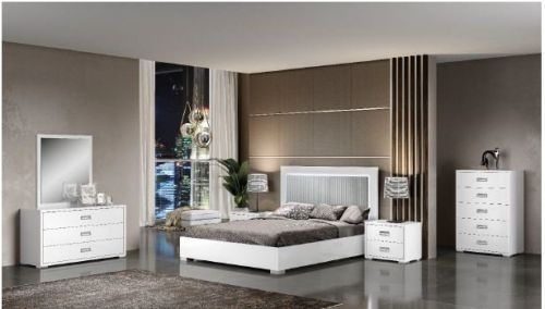 H2O Design Bella White Italian Bedroom Set with 6 Door Wardrobe