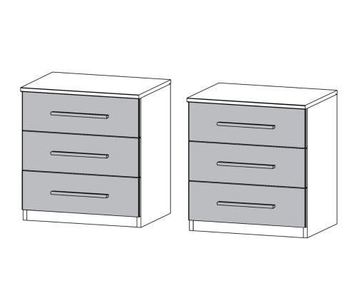 Rauch Alvor Sonoma Oak Carcase with Alpine White Front 3 Drawer Bedside Table in Pair