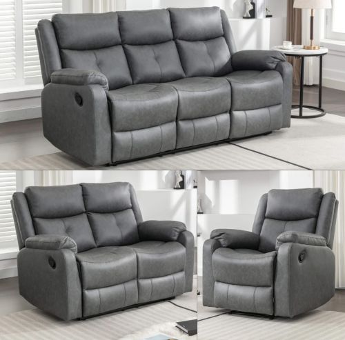  Belair Grey Fabric Recliner 3+2+1 Sofa Set 