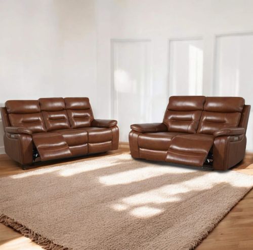 Belgravia Brown Leather Power Recliner 3+2 Sofa Set 