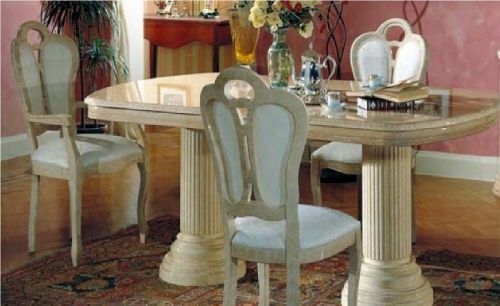 Ben Company Tosca Beige Travertine Italian Dining Table Only 