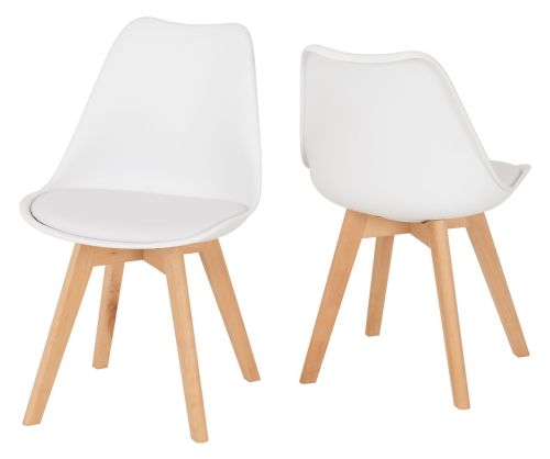 Seconique Furniture Bendal Beech And White Faux Leather Dining Chair In Pair