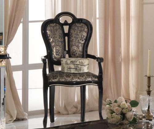 Ben Company Betty Black Finish Italian Giglio Dining Armchair