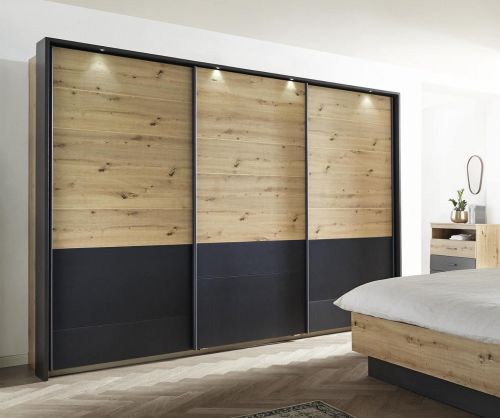 Rauch Bilbao-Extra Artisan Oak Colour 3 Sliding Door Wardrobe(W271cm)