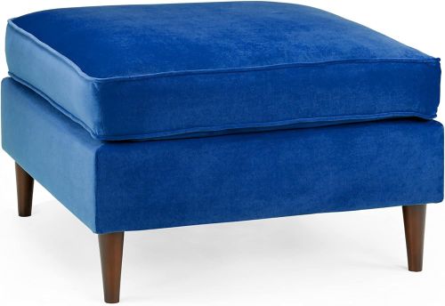 Barkham Plush Blue Fabric Footstool 