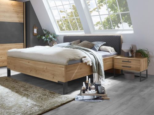 Wiemann Breda Futon Bed With Golden Tufted Faux Leather Headboard
