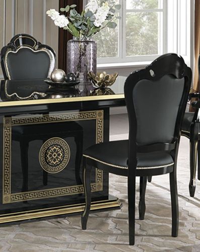 H2O Design Aurora Black and Gold Italian Brigitte Dining Chair in Pair