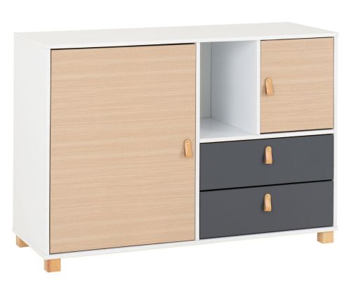 Seconique Furniture Brooklyn Oak And Grey 2 Door 2 Drawer Storage Chest 