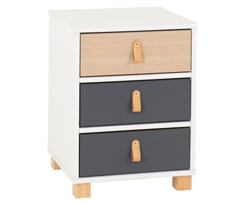 Seconique Furniture Brooklyn Oak And Grey 3 Drawer Bedside