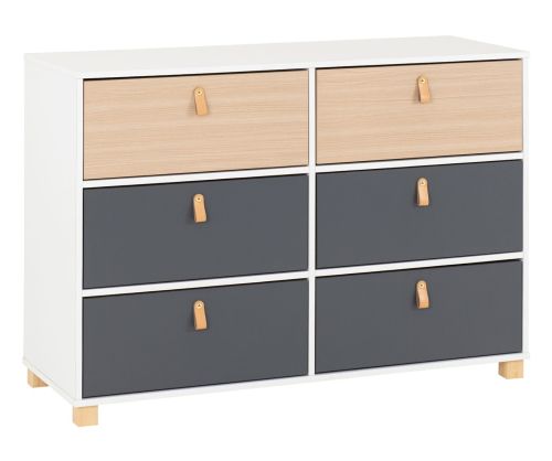 Seconique Furniture Brooklyn Oak Grey 6 Drawer Chest