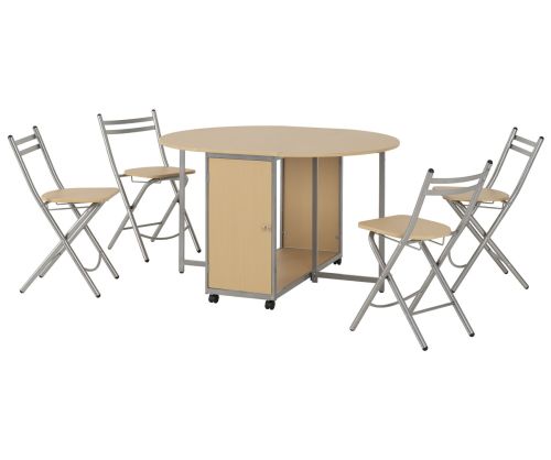 Seconique Furniture Budget Beech And Silver Butterfly Dining Set