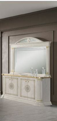 H2O Design Aurora Beige Birch Gold Italian 4 Door Sideboard