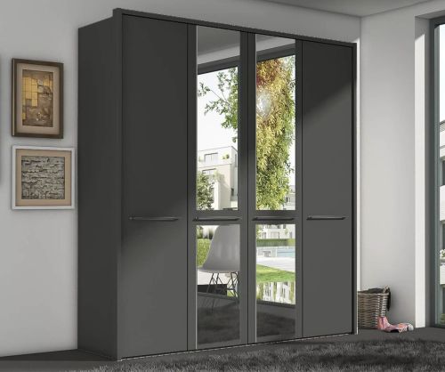 Wiemann Cairns Graphite and Mirror 4 Door Hinged Wardrobe