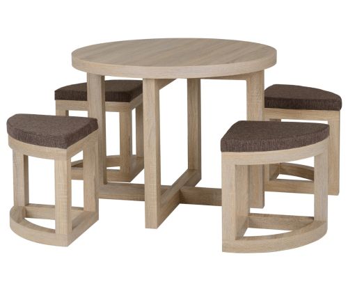 Seconique Furniture Cambourne Sonoma Oak Effect Veneer And Brown Linen Fleck Stowaway Dining Set
