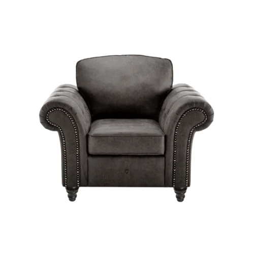 Maxen Charcoal Leather Armchair