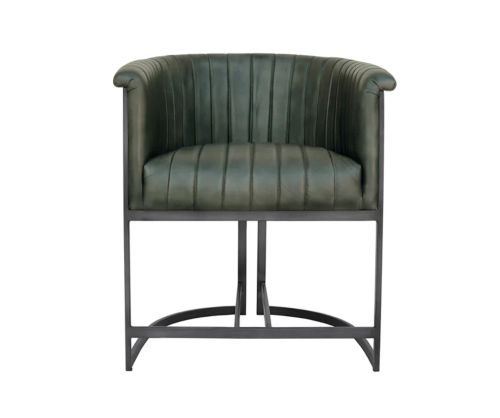 Essentials The Chair Collection Light Grey Leather and Iron Tub Chair