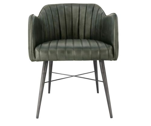Essentials The Chair Collection Light Grey Leather and Iron Carver Tub Chair