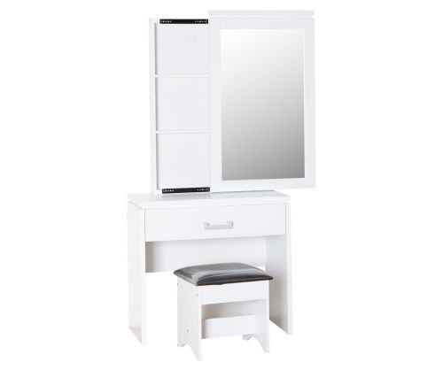 Seconique Furniture Charles White And Black Faux Leather 1 Drawer Dressing Table Set