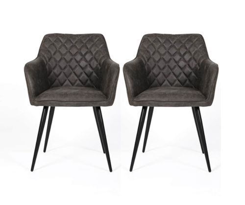 Furniture Link Charlie Grey Carver Dining Chair in Pair