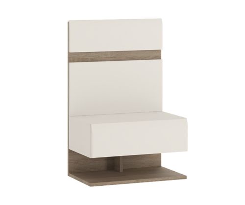 FTG Chelsea White Bedroom Bedside Extension for Bed with Truffle Oak Trim