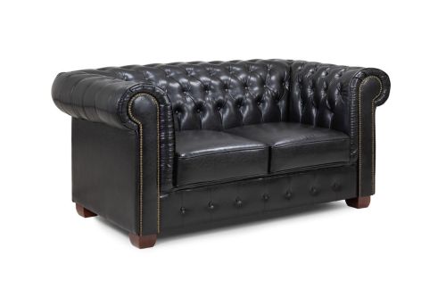 Mallow Black Leather 2 Seater Sofa