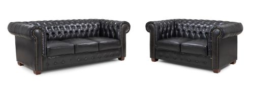 Mallow Black Leather 3+2 Sofa Set