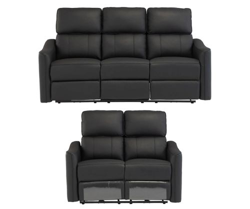 World Furniture Claudia Black Leather Electric Recliner 3+2 Sofa Set
