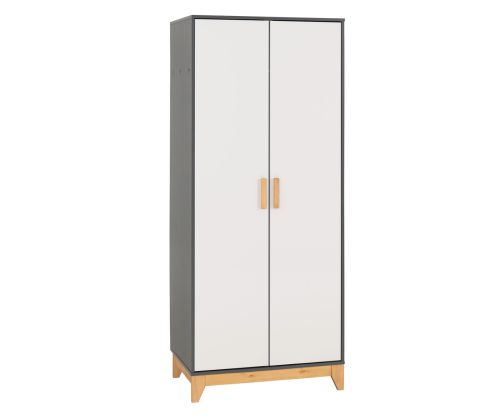 Seconique Furniture Cleveland White And Grey Metal Effect 2 Door Wardrobe  