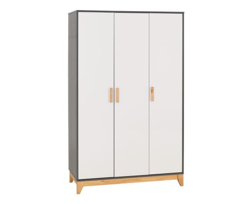 Seconique Furniture Cleveland White And Grey Metal Effect 3 Door Wardrobe  