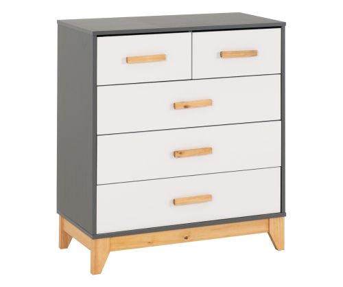 Seconique Furniture Cleveland White And Grey Metal Effect 3+2 Drawer Chest