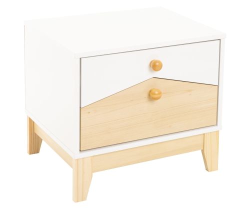 Seconique Furniture Cody White And Pine 2 Drawer Bedside Cabinet