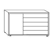 Wiemann Bari 1 Door 5 Drawer Right Combi Dresser