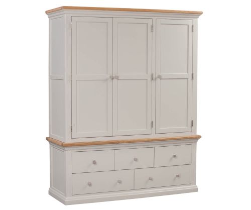 Homestyle GB Cotswold Painted Oak Gents 3 Door Combi Wardrobe