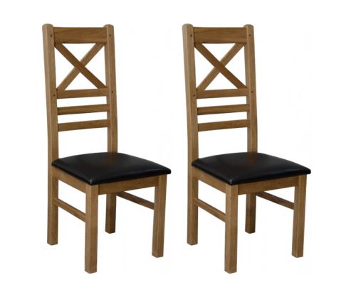 Homestyle GB Deluxe Oak New Cross Back Dining Chair in Pair