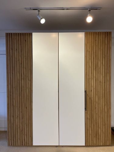 Wiemann Denver Crystal Mirror Hinged Door Wardrobe with Bianco Oak Decking
